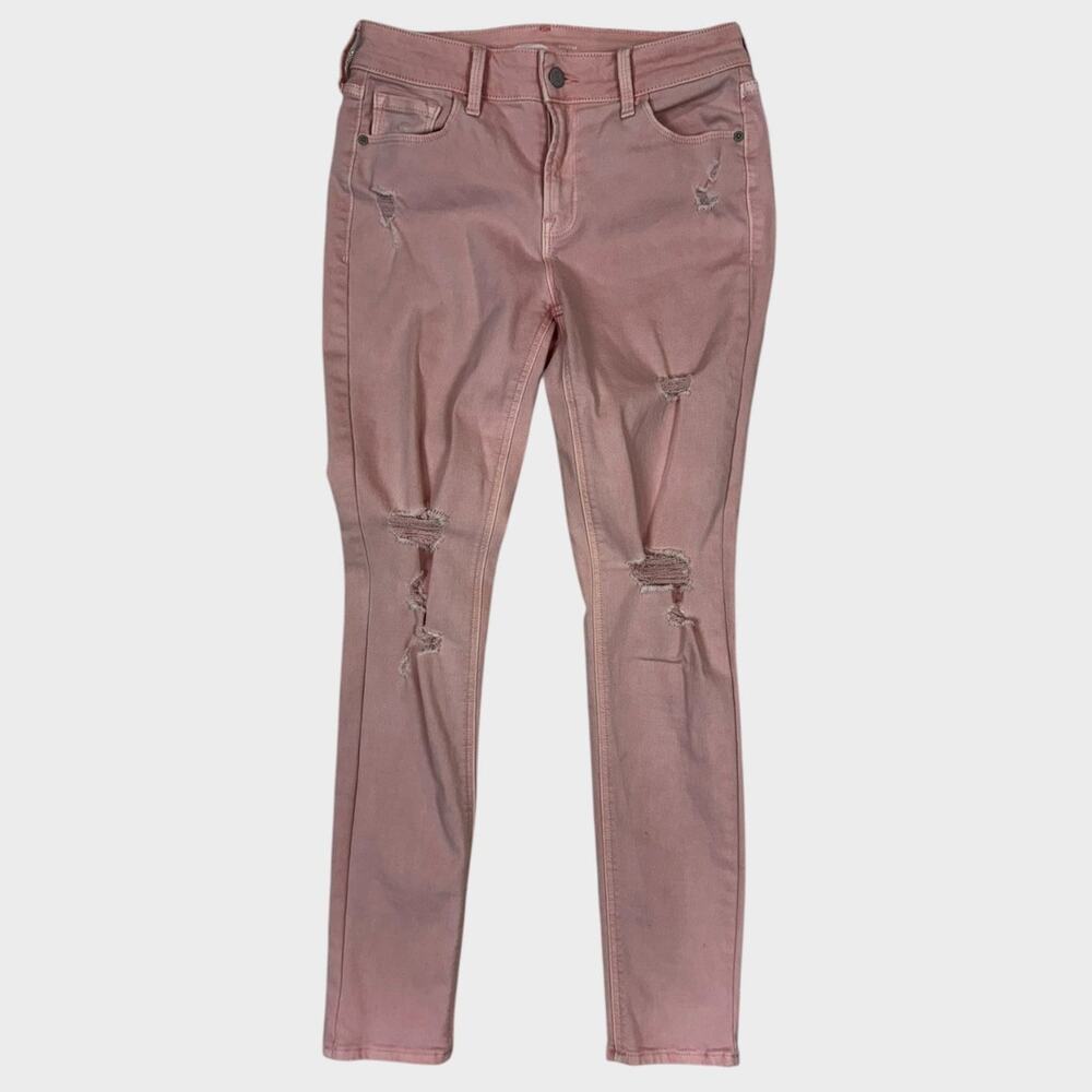 Old Navy Rockstar Size 6 Super Skinny Mid Rise Pink Distressed - Picture 2 of 10